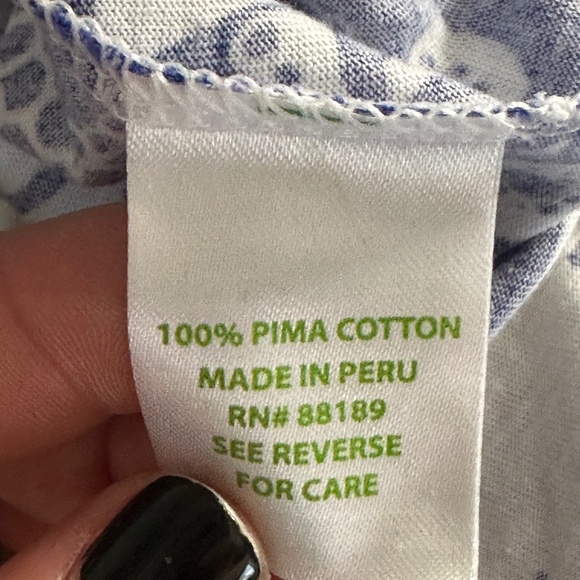 Lilly Pulitzer Long sleeve Bubbly Blue Octopus Pima Cotton V Neck Small Preppy - Picture 5 of 6